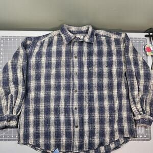 Earth Ragz Blanket Shirt XXL Plaid Heavyweight Baja Mexican Workwear Outdoors